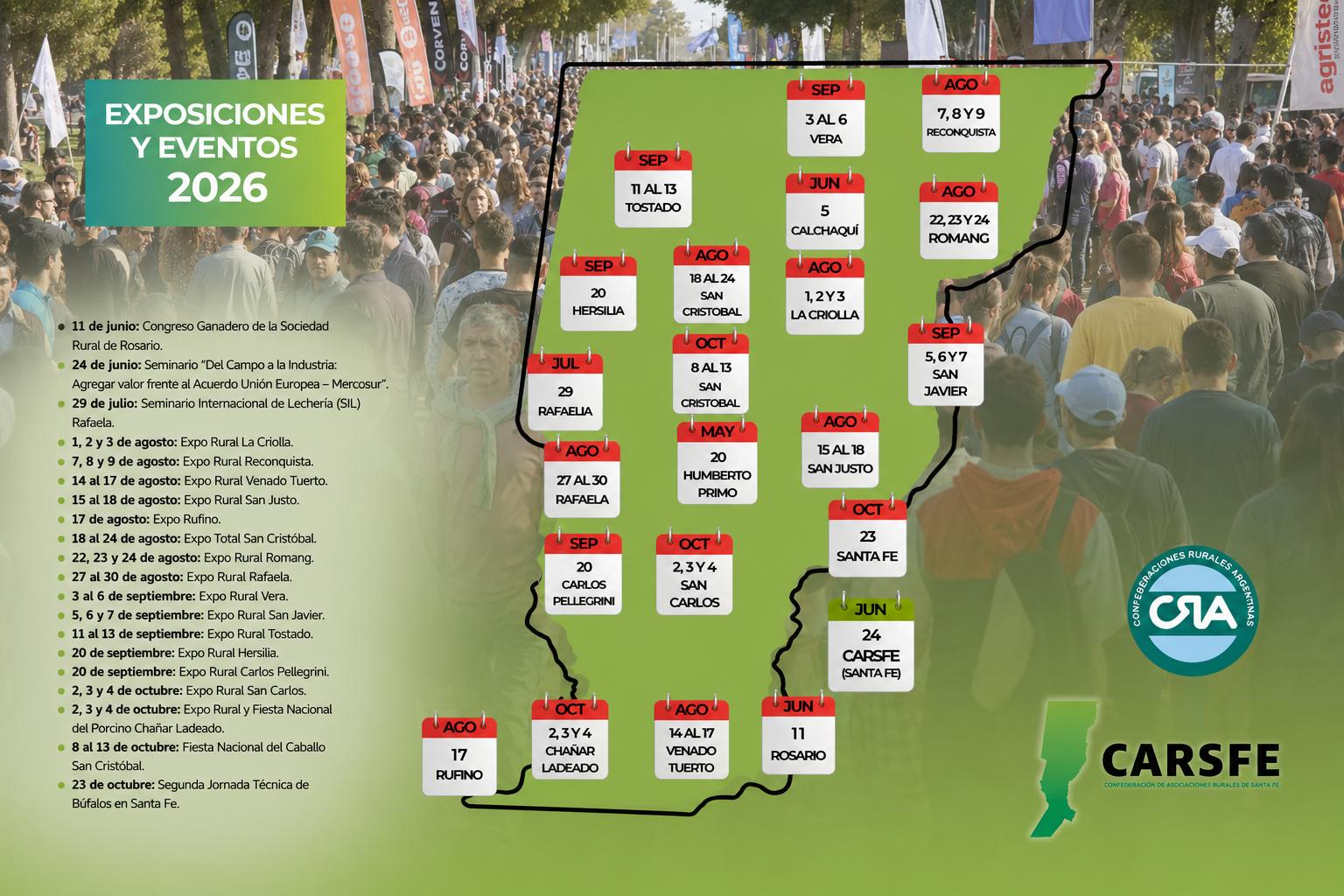Santa Fe presentó su calendario rural 2026 con más de 20 exposiciones y eventos agropecuarios