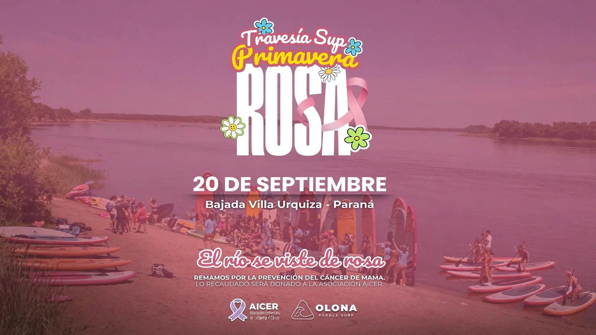 El río Paraná se viste de rosa: convocan a una masiva travesía solidaria de SUP entre Villa Urquiza y la capital