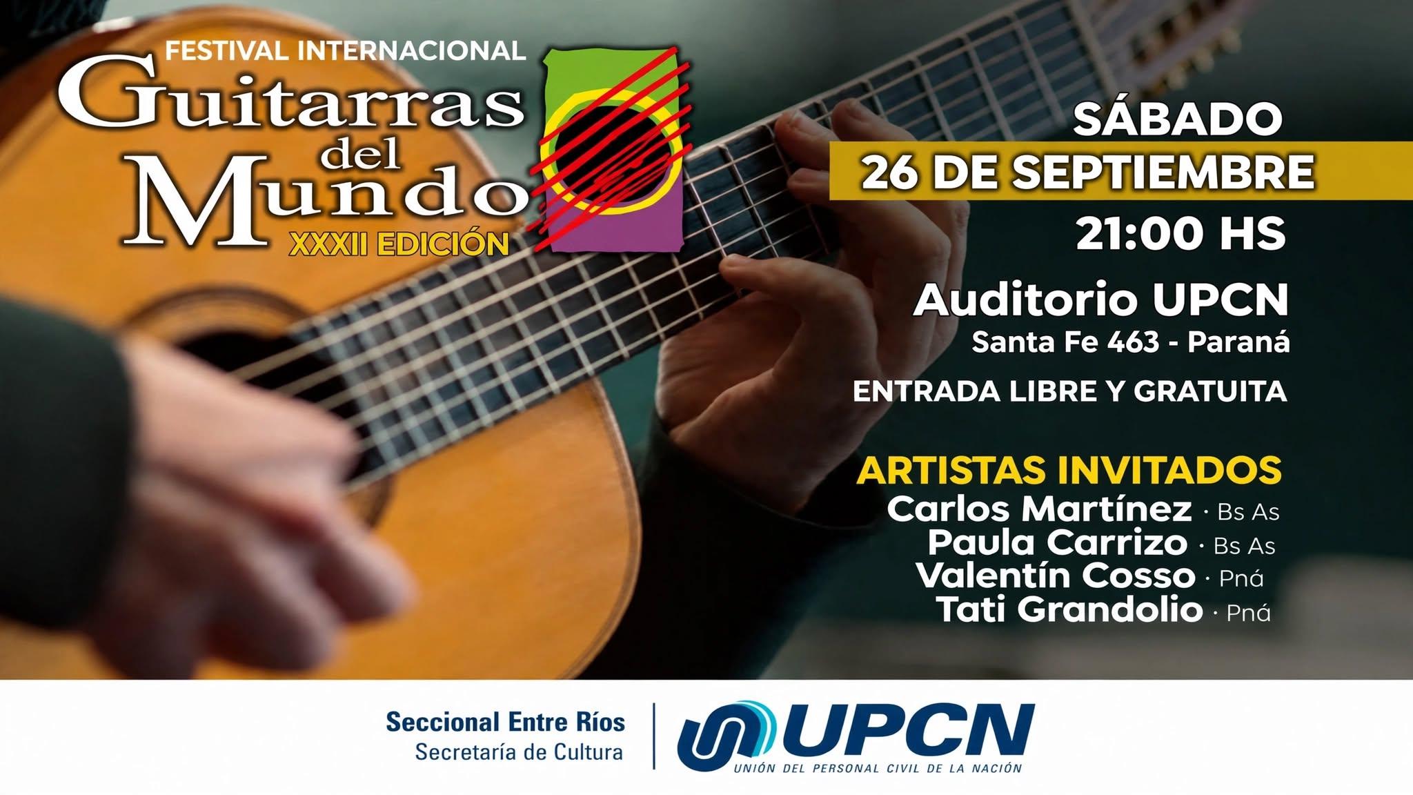 Guitarras del Mundo llega a Paraná en su 32ª edición y suma por primera vez a Victoria